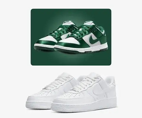 Classic Low‑Top Sneakers – Green & White + All‑White Pair