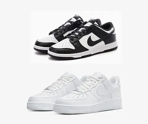 Black & White High‑Top & All‑White Low‑Top Sneaker Pair”