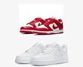 Classic Low‑Top Sneakers – Red & White + All‑White Pair